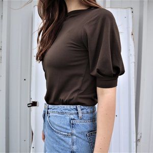 H&M brown puff sleeves blouse size extra small